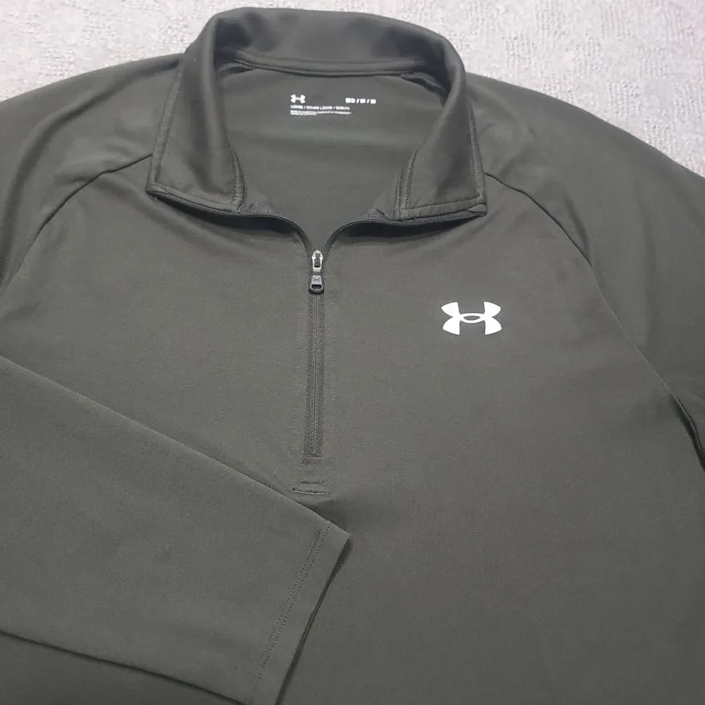 Under Armour UA Tech 2.0 Shirt Mens M Long Sleeve 1/2 Zip Dark Green - Picture 2 of 8